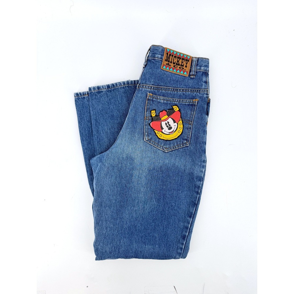 Vntg Mickey & Co‎ Disney Western High Waisted Straight Leg Blue Denim Jeans 9/10